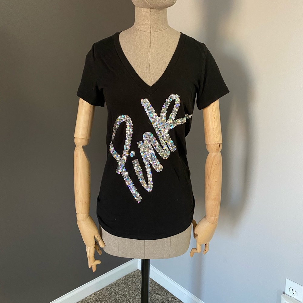 VS Pink Holographic Sequin Top